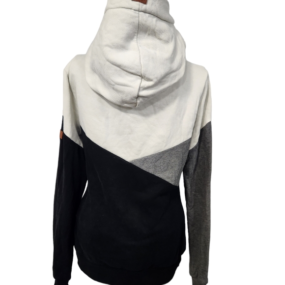Wanakome colour block funnel neck long sleeve hoodie - Picture 4 of 6